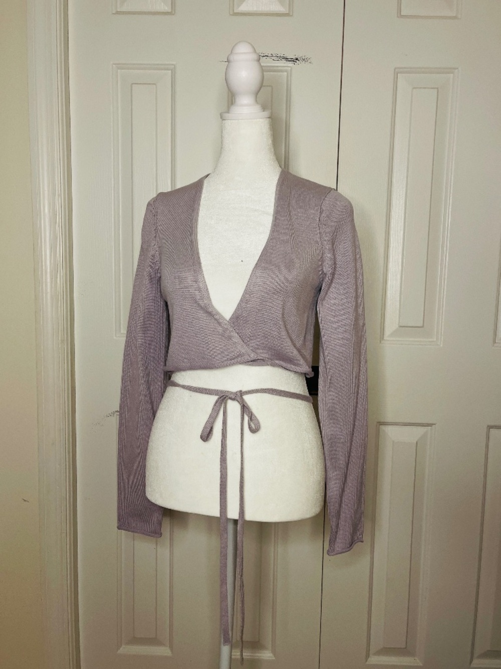 Zara cropped wrap knit cardigan/top in a soft purple color. NWT. Small